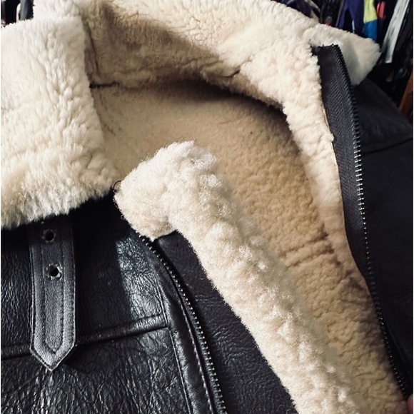 Vintage Aviator Bomber Type B-3 Style Shearling Leather Jacket - Picture 3 of 11
